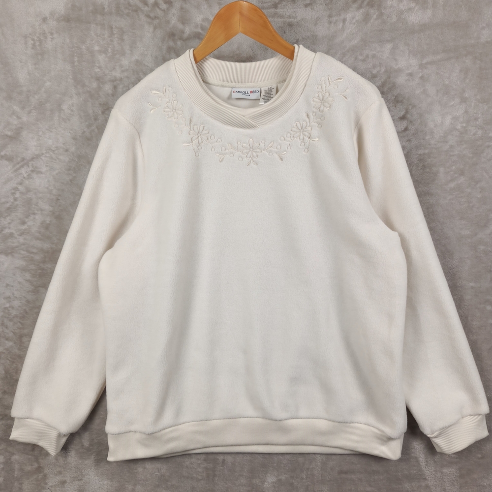 Carroll Reed Sweatshirt Double Collar Embroidered Fleece Cottagecore Size L